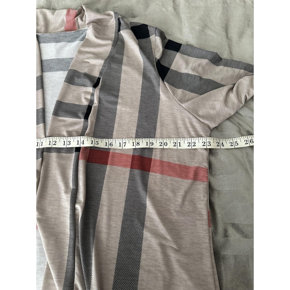 Angel Heart Boutique Cardigan Womens 3XL Beige Plaid Open Front Lightweight - Picture 8 of 9